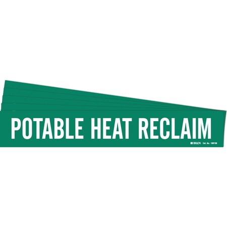 Brady POTABLE HEAT RECLAIM Pipe Marker Style 1HV White on Green 1 per Card, 5 PK 106139-PK